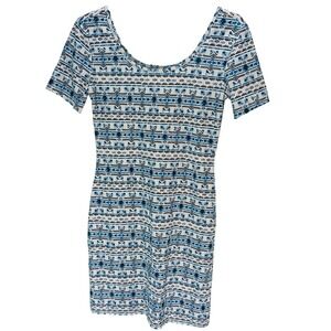 VTG Mudd Women Dress Medium Aztec Tribal Southwestern Short Sleeve boho Y2K Chic